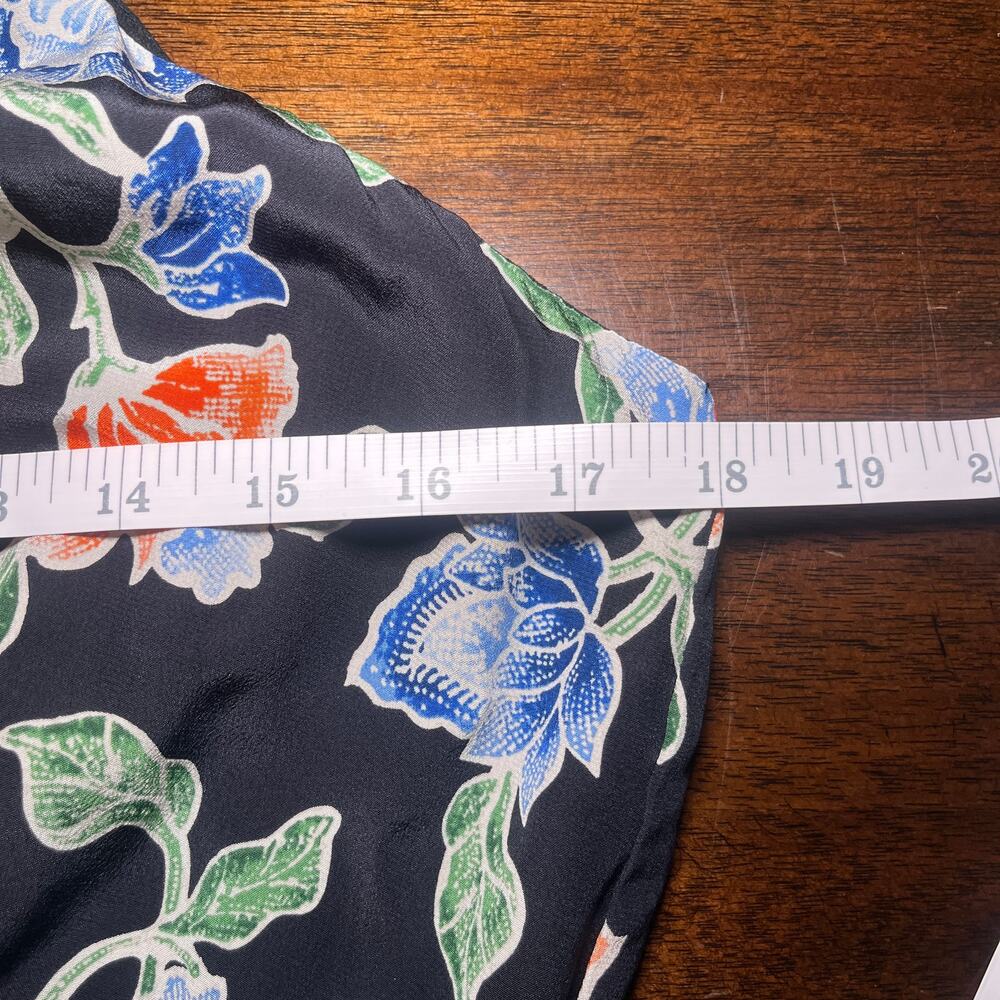 Joie Midi Dress Deme Floral Halter Sleeveless 100% Silk Caviar Black Size Large - Picture 10 of 10